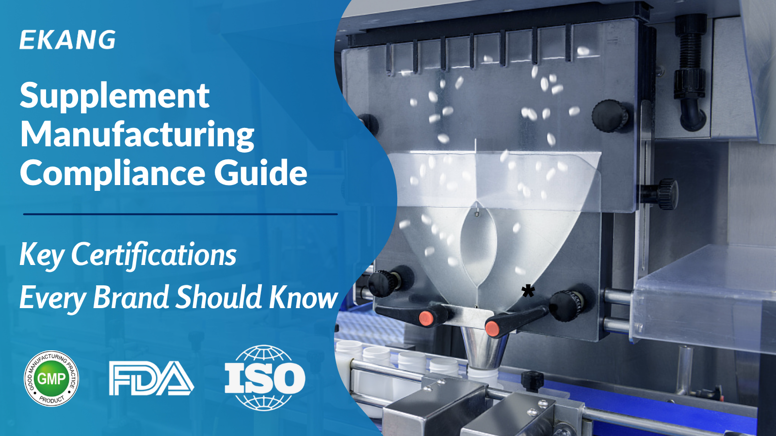 Supplement manufacturing compliance with GMP FDA ISO certificates
