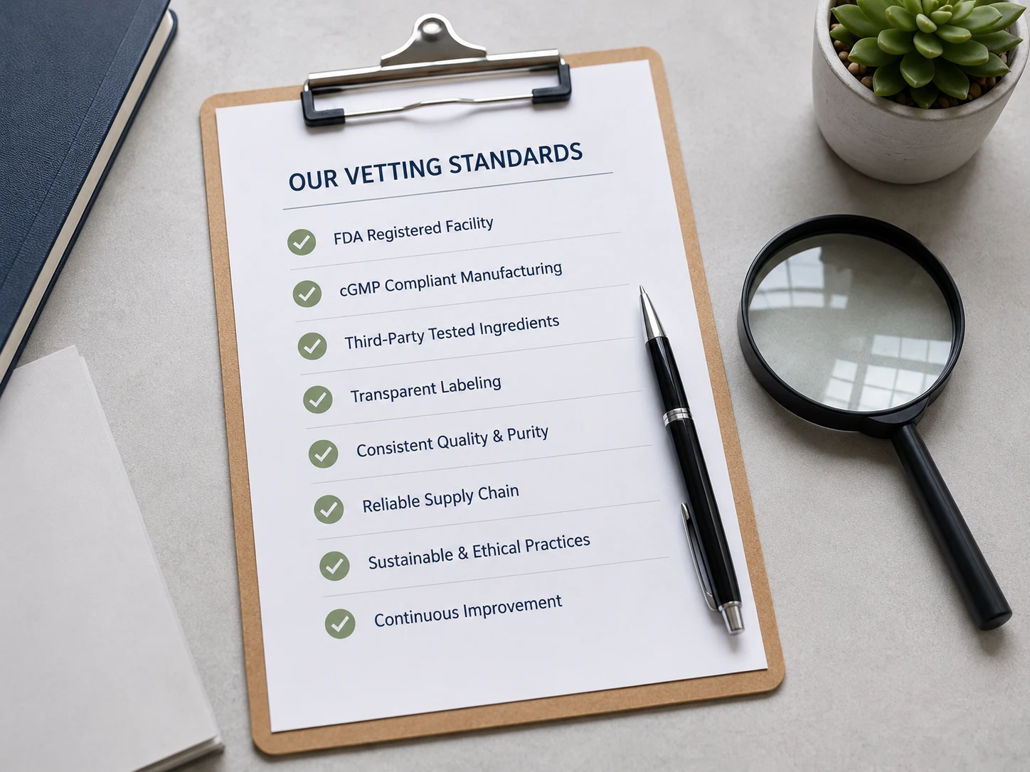 Checklist for vetting a dietary supplement manufacturer