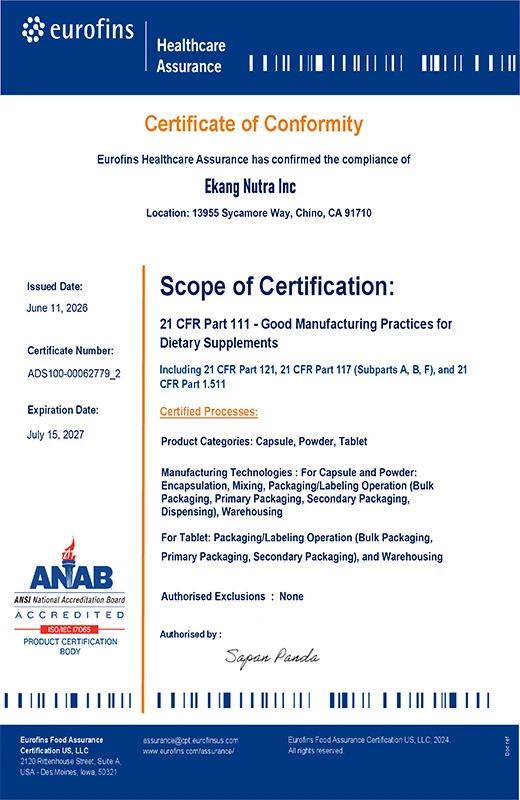 Independently cGMP Certified